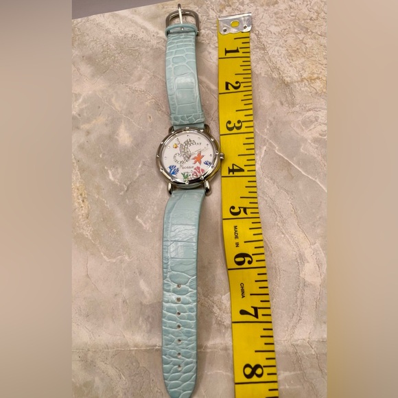 Gossip Silver Seahorse Ocean Theme Quartz Watch with Blue Leather Band. Crystals - Picture 4 of 8